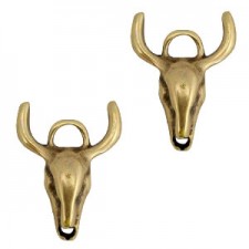 DQ metal connector charm Buffalo head large Antique bronze